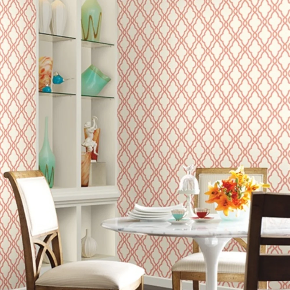Wallpaper Hampton Trellis Retro Coral